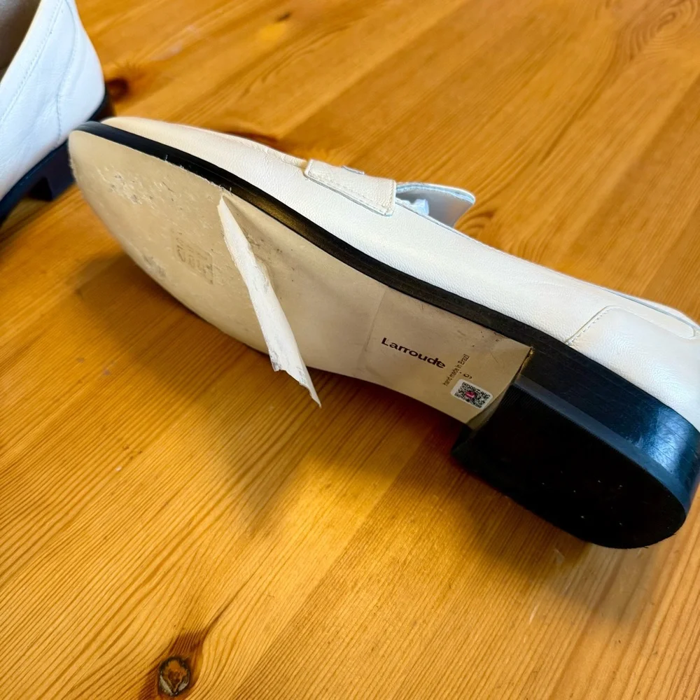 Larroude Cream Leather Loafers - Picture 6 of 16